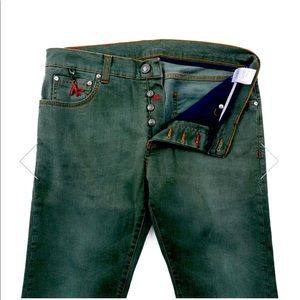 Isaia slim fit dark green denim jeans IT44 | US28